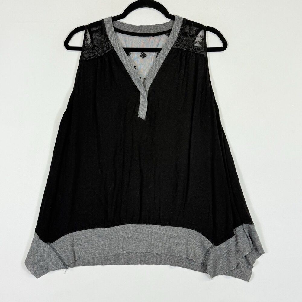 Umgee Tank Top Womens Small Black Lace Raw Edge Whimsygoth Grunge A-Line‎ Edgy